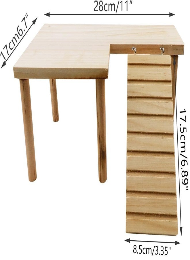 Meprotal Hamster Play Wooden Platform with Ladder Small Animal Standing Wood Platform for Guinea Pigs Chinchillas Gerbils Hamster Wooden Platform - Image 2